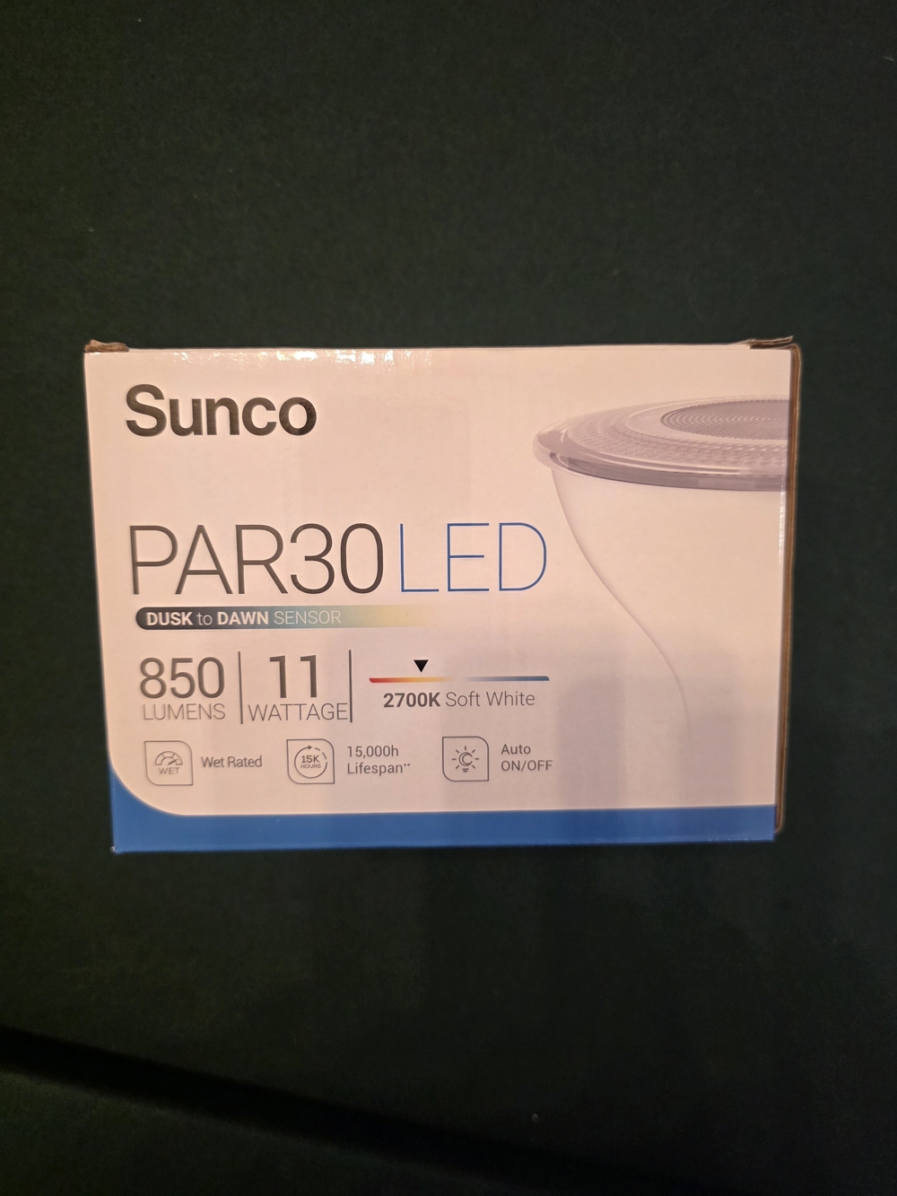 New Sunco 2 Pack PAR30 LED Bulbs, Dusk to Dawn Flood Light, 11W, Non-Dimmable